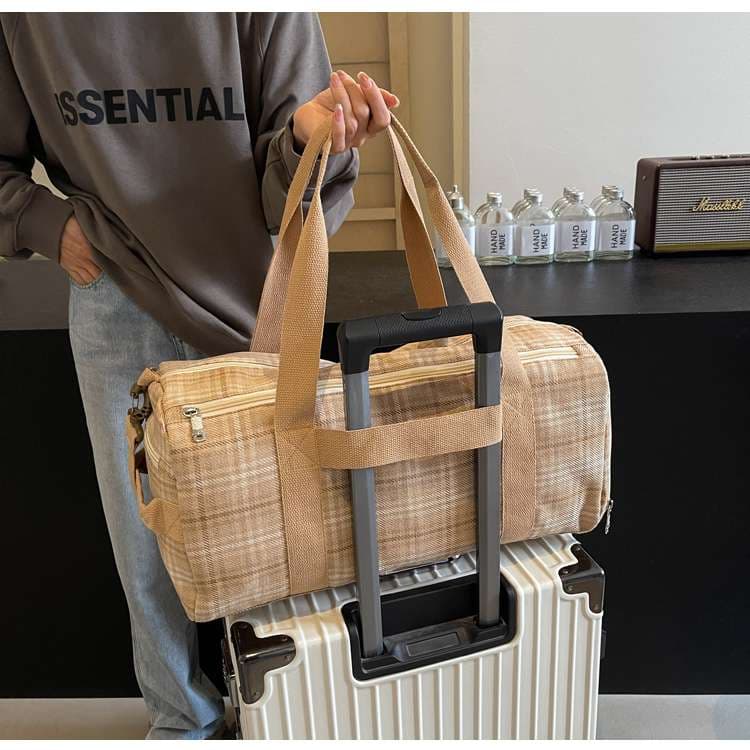 チェック柄トラベルボストンバッグ 20L