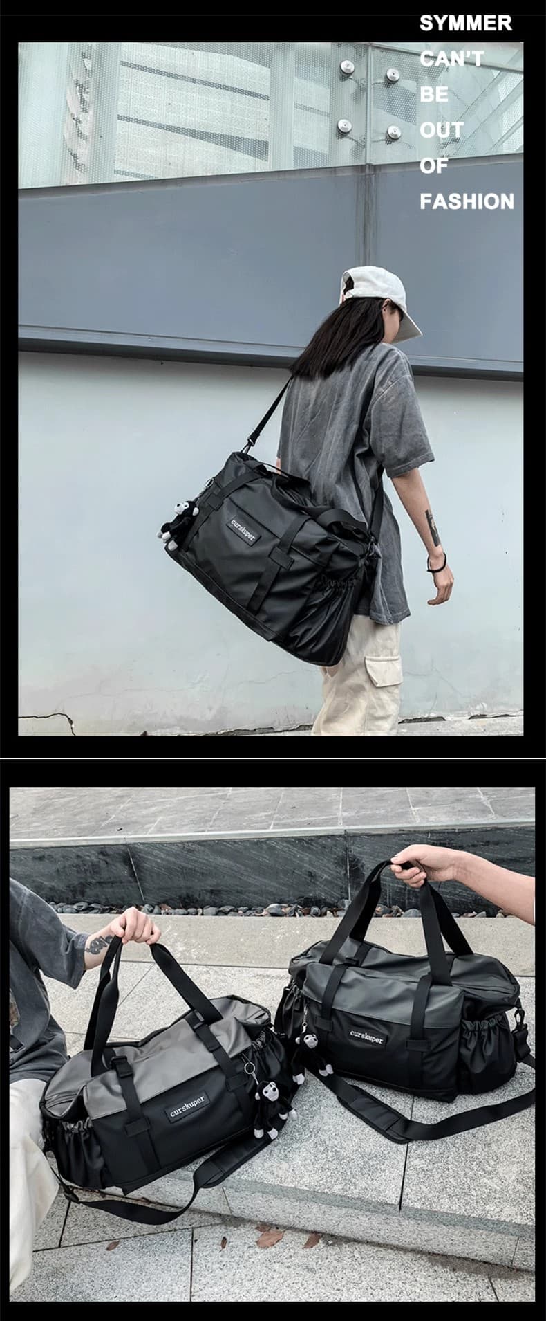 軽量防水ボストンバッグ キャラチャーム付き 30L