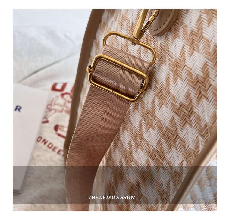 ボストンバッグ 千鳥格子柄 大容量 旅行用バッグ 25L