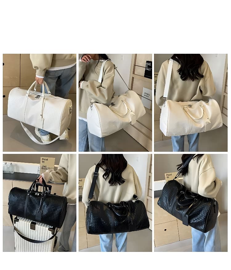 編み込み風 大容量ボストンバッグ 30L