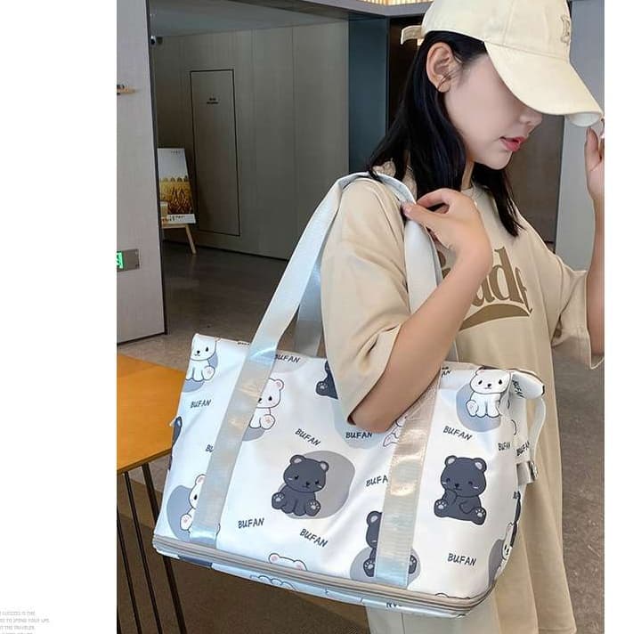 大容量くまさん柄トラベルボストンバッグ 35L