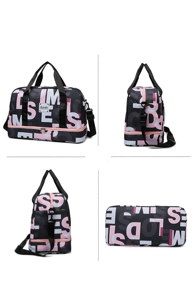 レタープリント ダブルジップ ボストンバッグ 35L