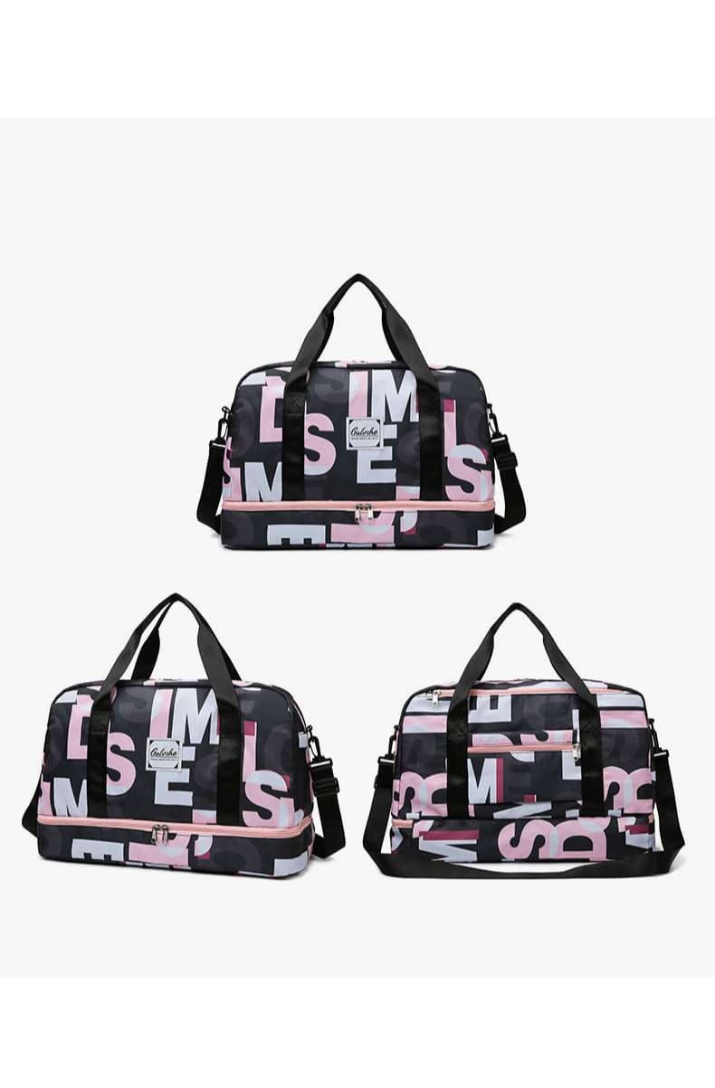 レタープリント ダブルジップ ボストンバッグ 35L