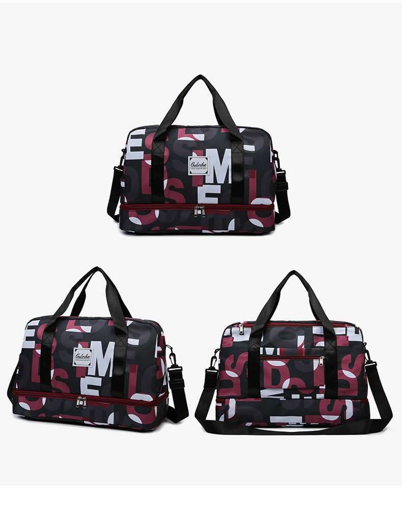 レタープリント ダブルジップ ボストンバッグ 35L