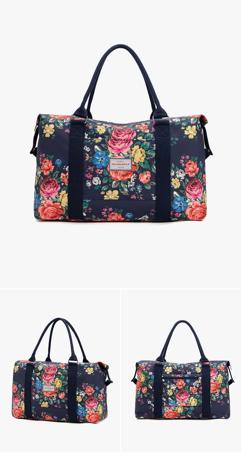花柄キャンバス地ボストンバッグ 25L