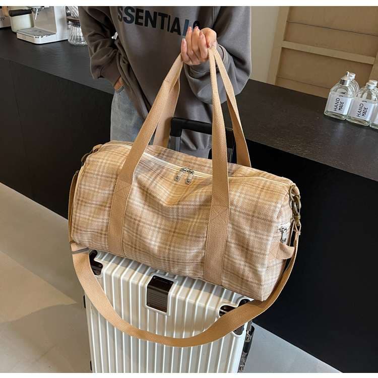 チェック柄トラベルボストンバッグ 20L