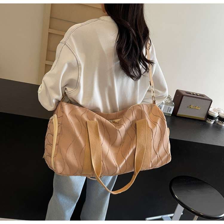 ウェーブデザイン ボストンバッグ 大容量旅行用 25L