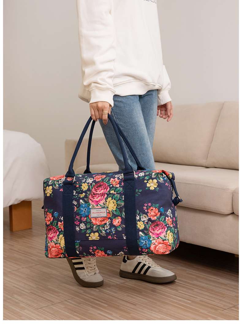 花柄キャンバス地ボストンバッグ 25L
