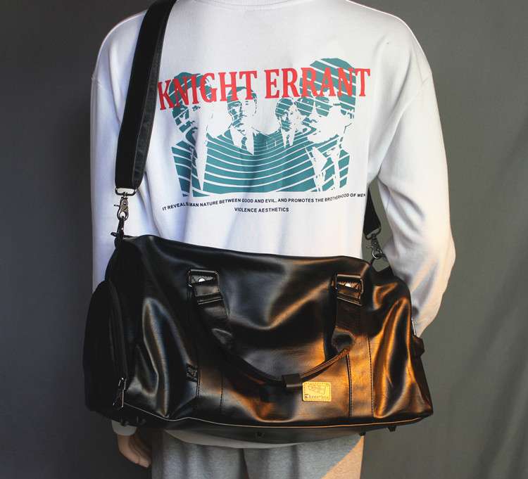 大容量レトロ風レザーボストンバッグ 25L