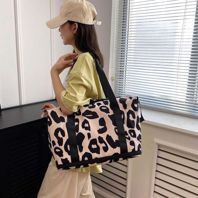 レオパード柄大容量ボストンバッグ 35L