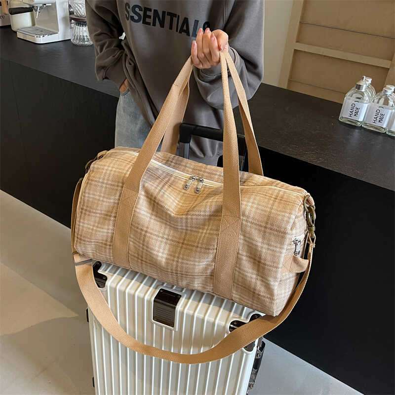 チェック柄トラベルボストンバッグ 20L