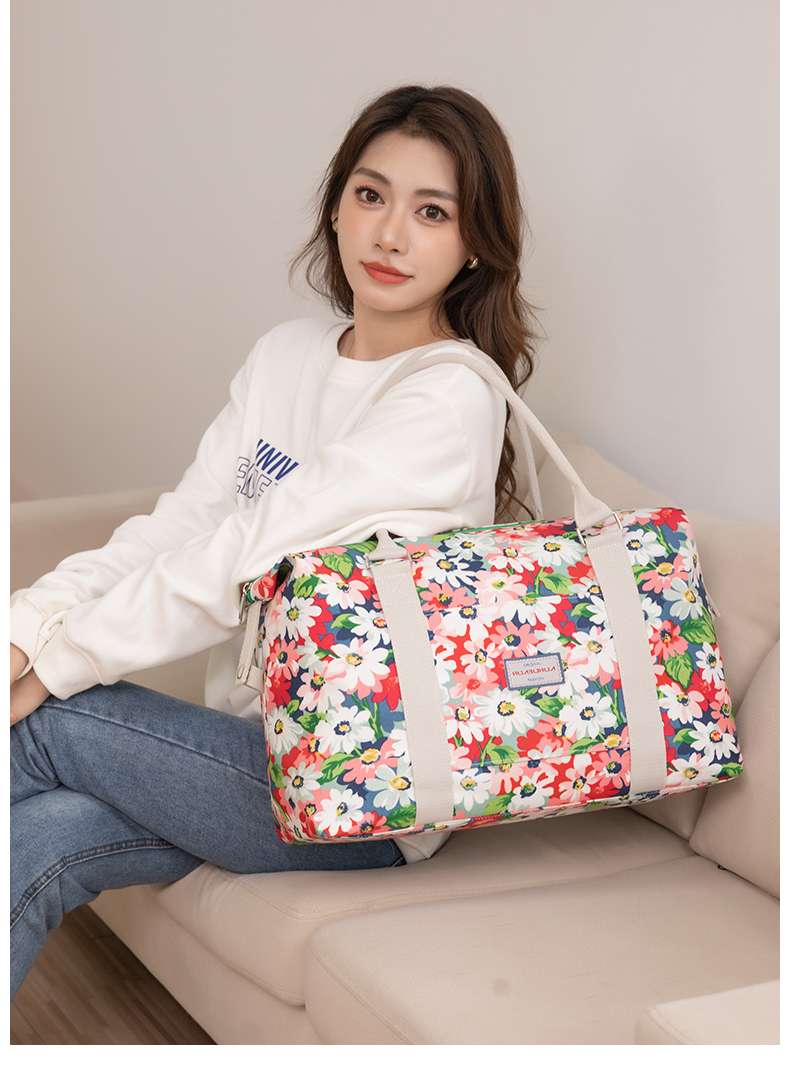花柄キャンバス地ボストンバッグ 25L