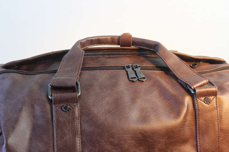 大容量レトロ風レザーボストンバッグ 25L