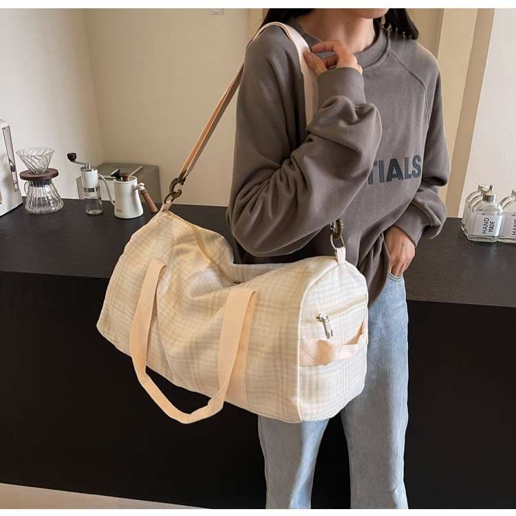 チェック柄トラベルボストンバッグ 20L