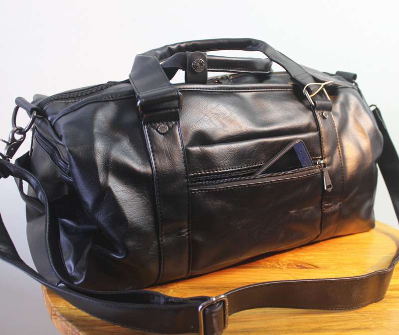 大容量レトロ風レザーボストンバッグ 25L