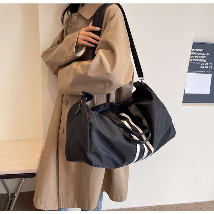 大容量 3本線デザイン ボストンバッグ 30L