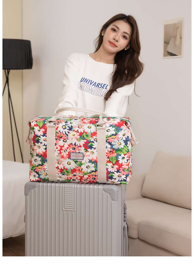 花柄キャンバス地ボストンバッグ 25L
