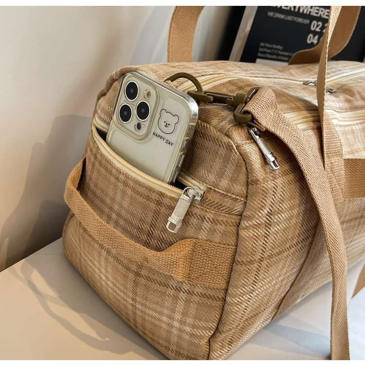 チェック柄トラベルボストンバッグ 20L