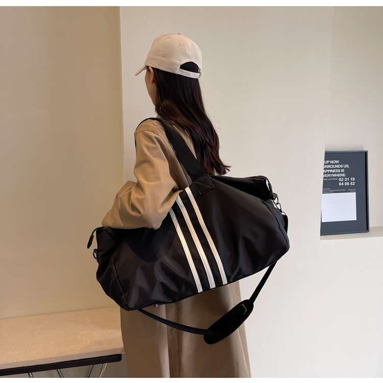 大容量 3本線デザイン ボストンバッグ 30L
