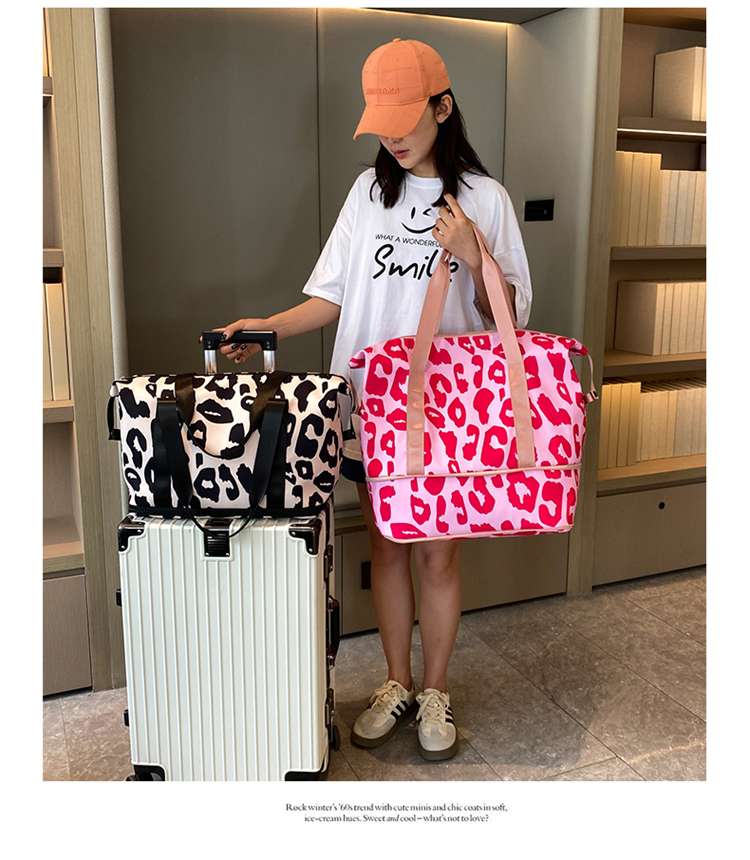 レオパード柄大容量ボストンバッグ 35L