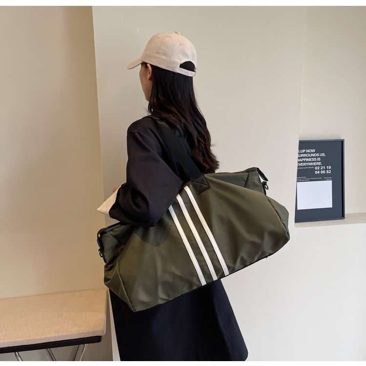 大容量 3本線デザイン ボストンバッグ 30L