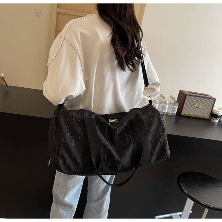 ウェーブデザイン ボストンバッグ 大容量旅行用 25L