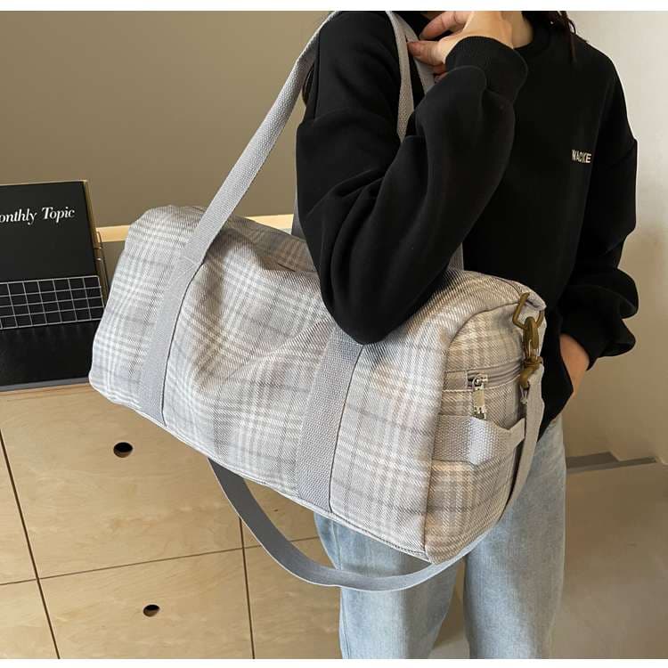 チェック柄トラベルボストンバッグ 20L