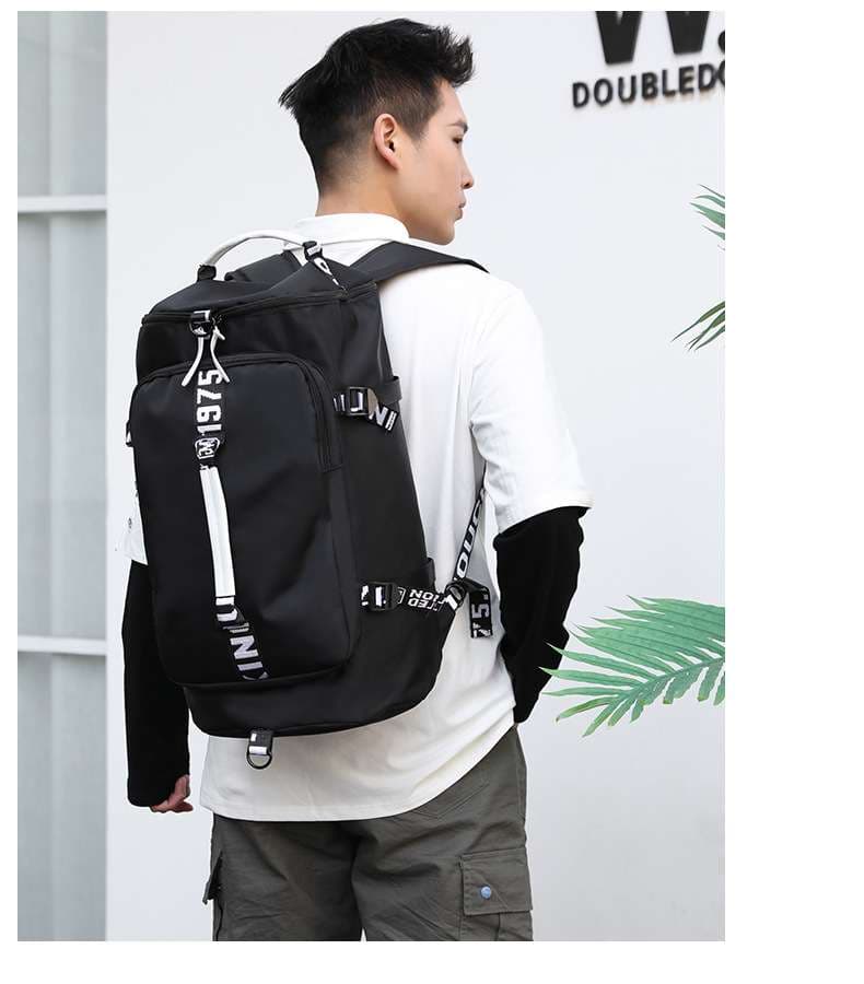 多機能リーフ柄ボストンバッグ リュックにもなる2WAY 35L