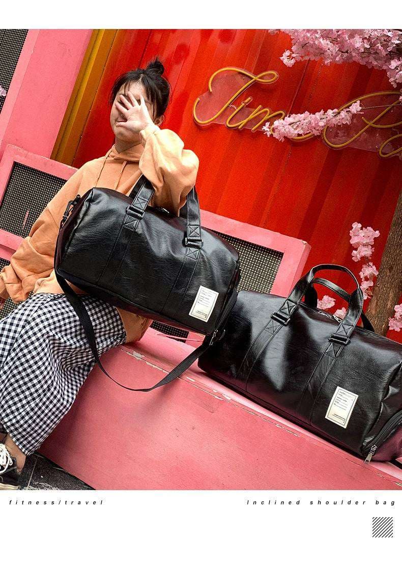 多機能レザー調トラベルボストンバッグ 25L 35L