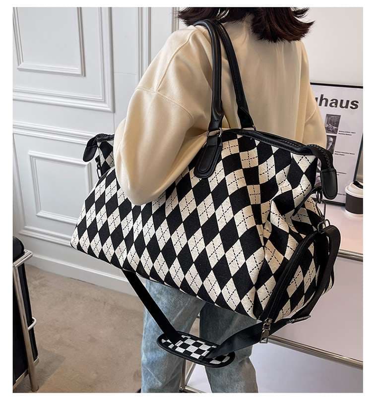 アーガイル柄ボストンバッグ 30L