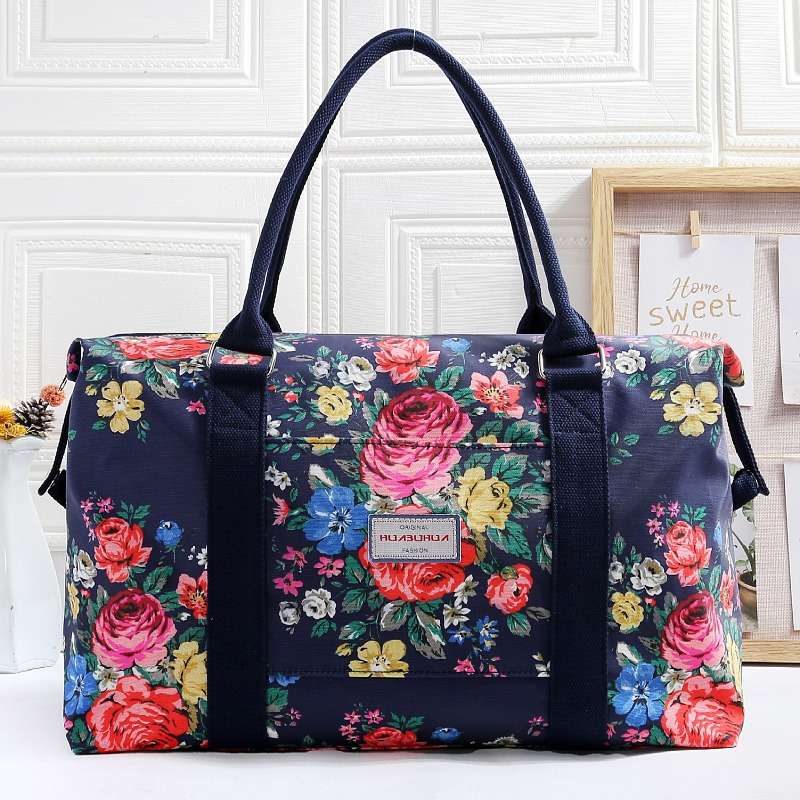 花柄キャンバス地ボストンバッグ 25L