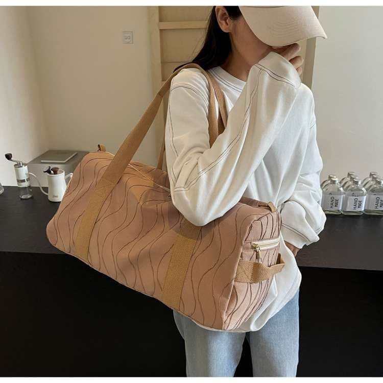 ウェーブデザイン ボストンバッグ 大容量旅行用 25L