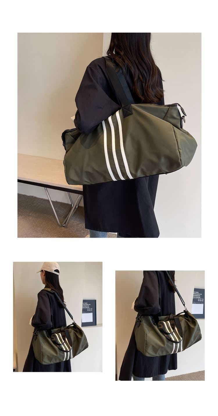大容量 3本線デザイン ボストンバッグ 30L