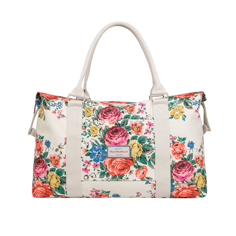 花柄キャンバス地ボストンバッグ 25L