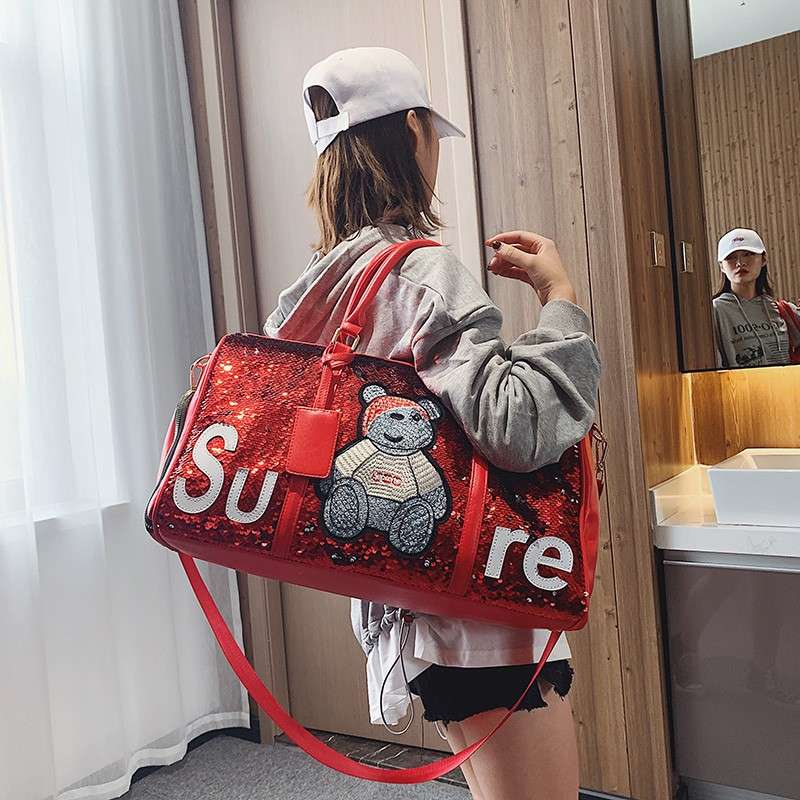 キラキラスパンコール テディベア ボストンバッグ 25L