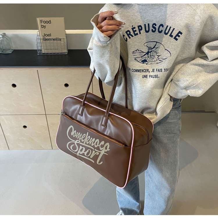 レトロスポーツ風 大容量ボストンバッグ 20L