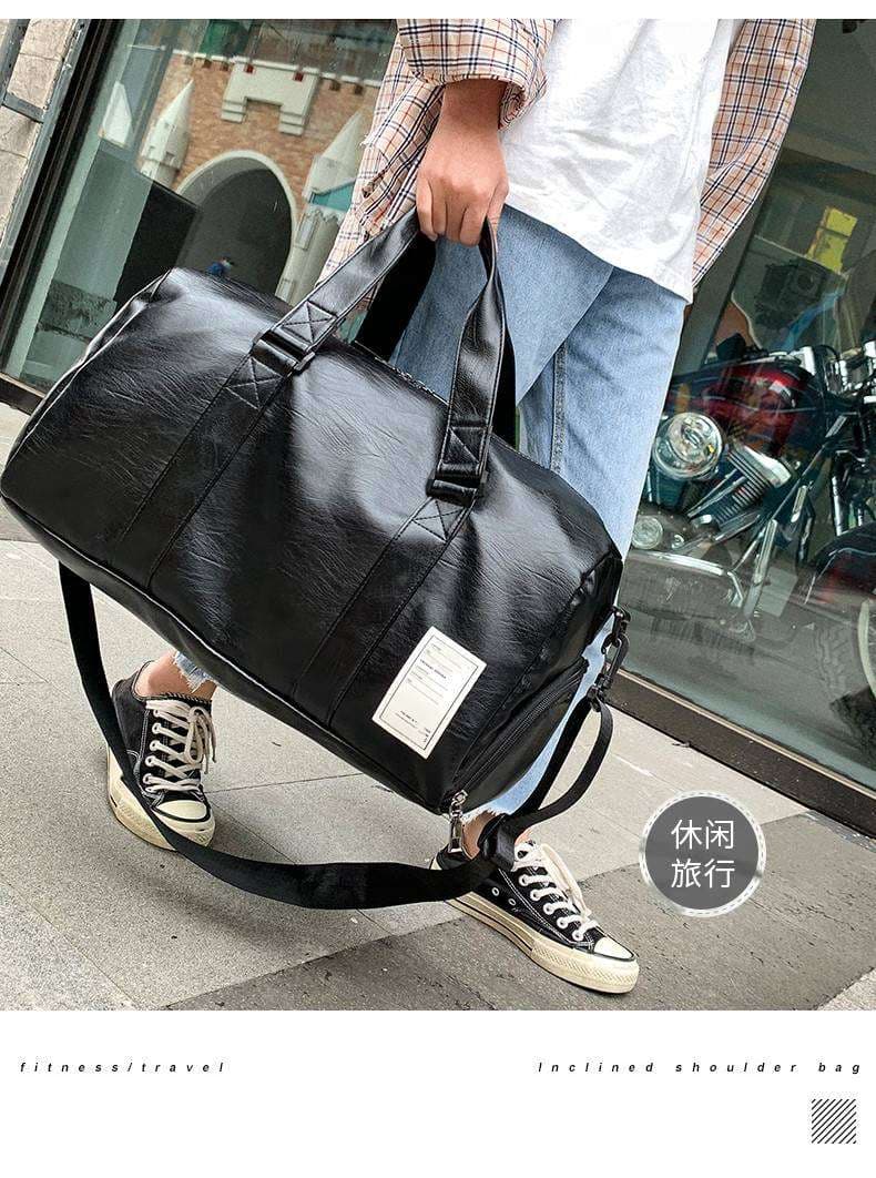 多機能レザー調トラベルボストンバッグ 25L 35L