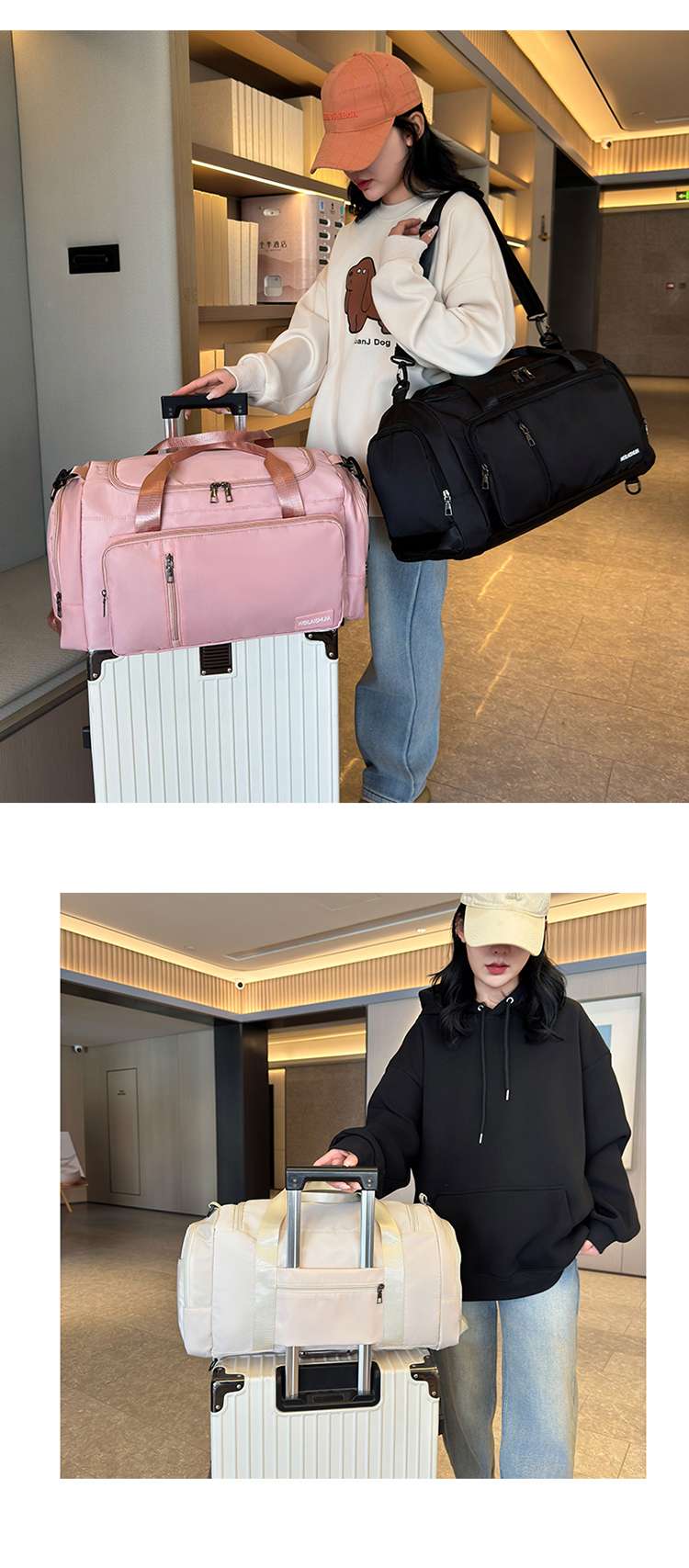 多機能ポケット付き大容量ボストンバッグ 35L