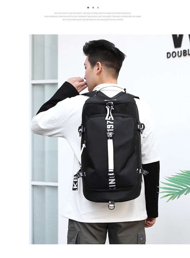 多機能リーフ柄ボストンバッグ リュックにもなる2WAY 35L