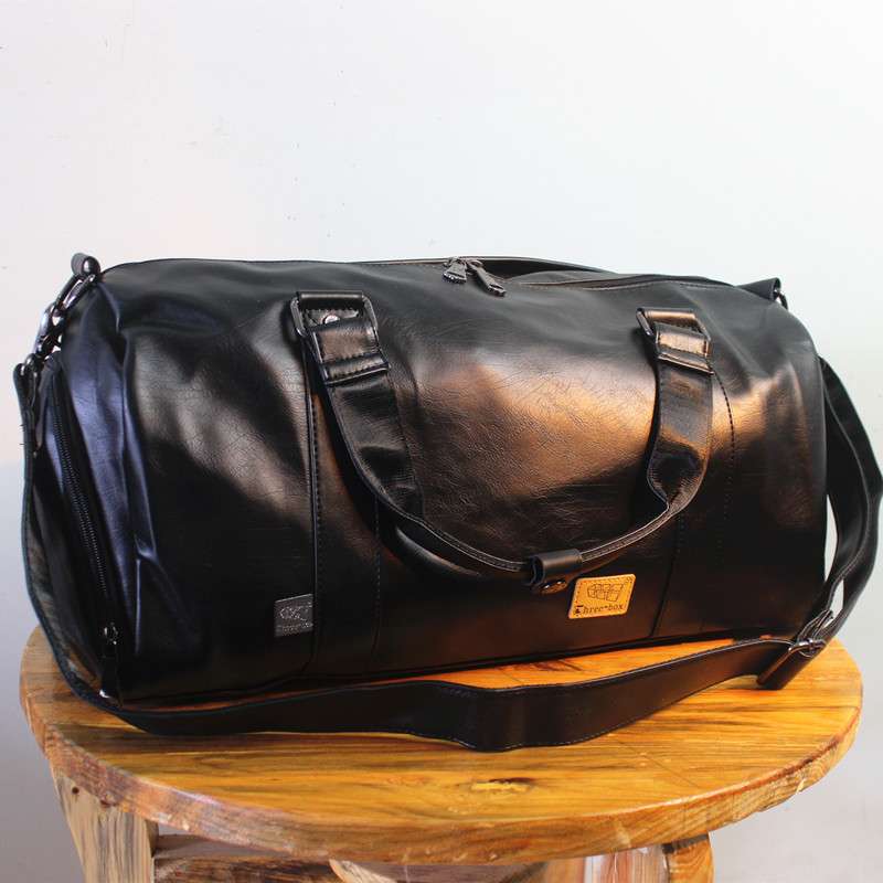 大容量レトロ風レザーボストンバッグ 25L