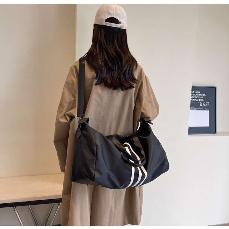 大容量 3本線デザイン ボストンバッグ 30L