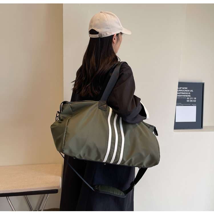大容量 3本線デザイン ボストンバッグ 30L