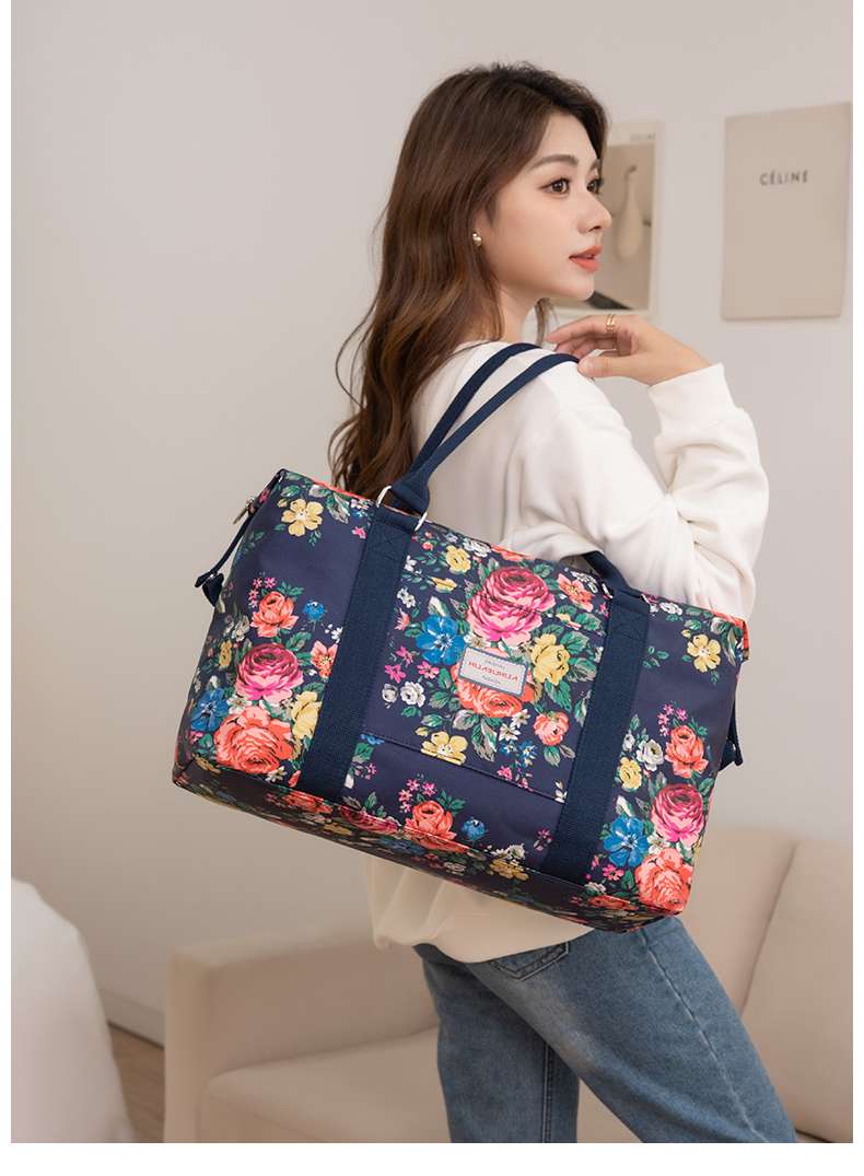 花柄キャンバス地ボストンバッグ 25L