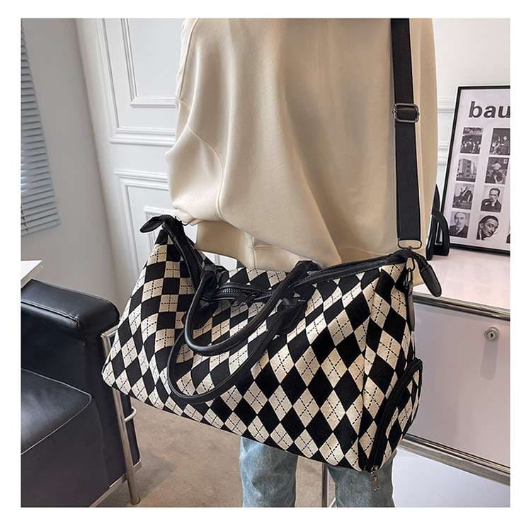 アーガイル柄ボストンバッグ 30L