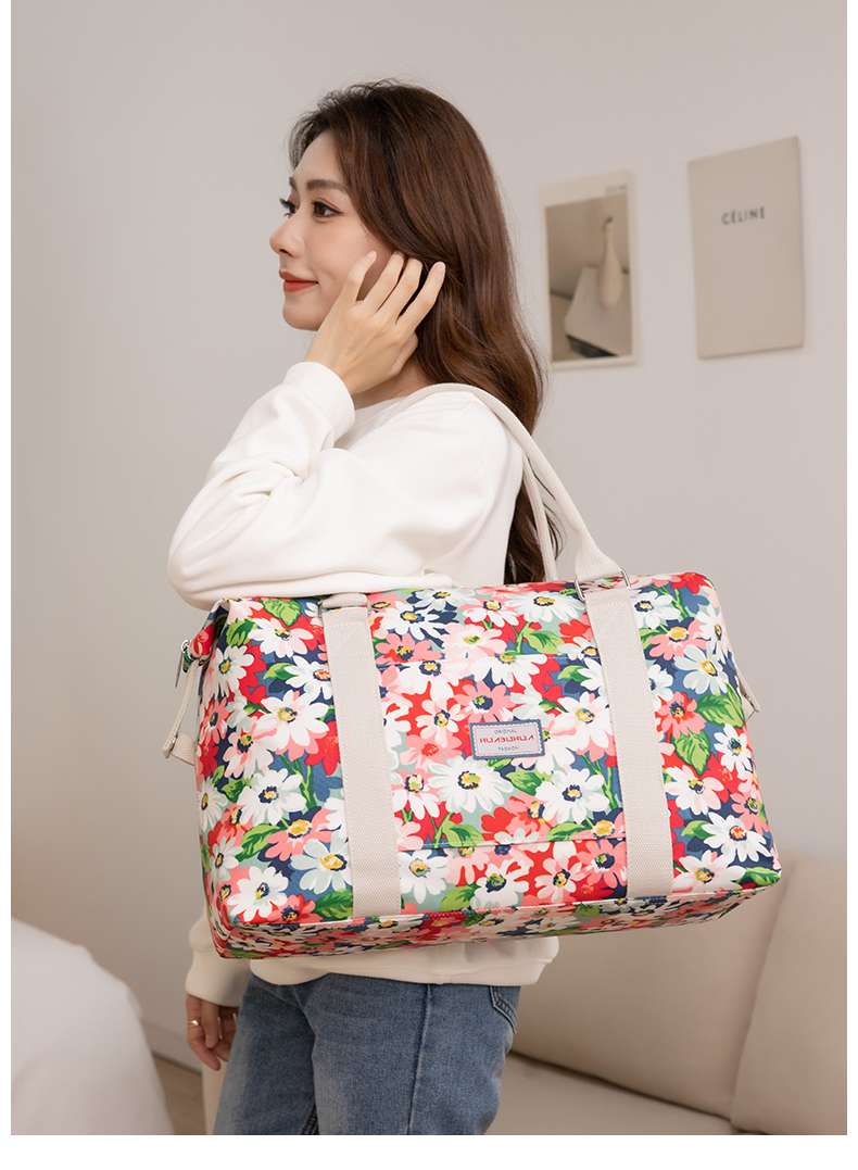 花柄キャンバス地ボストンバッグ 25L
