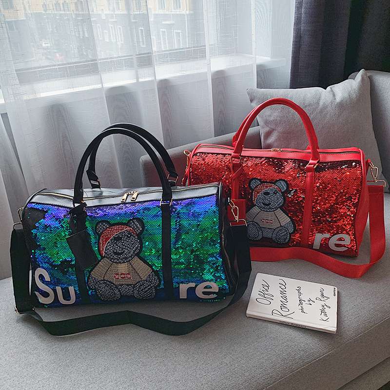 キラキラスパンコール テディベア ボストンバッグ 25L
