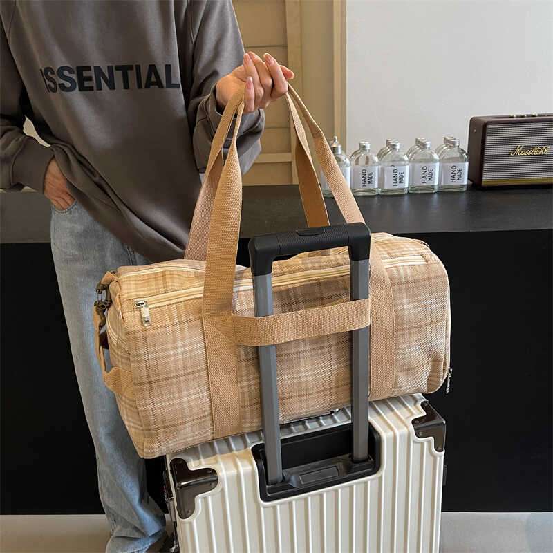 チェック柄トラベルボストンバッグ 20L