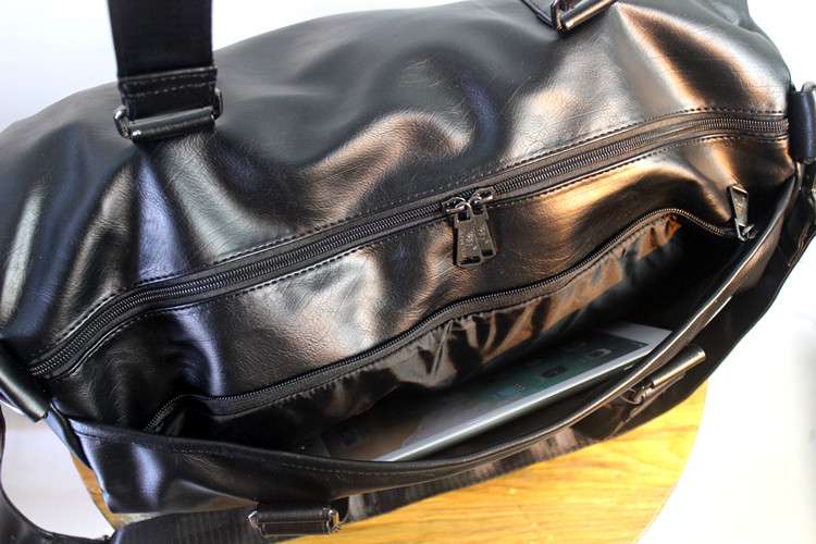 大容量レトロ風レザーボストンバッグ 25L
